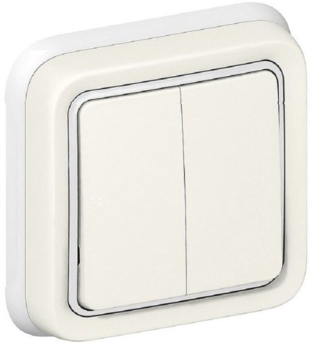 Переключатель с рамкой Legrand Plexo 2-кл. проходной IP55 белый картинка